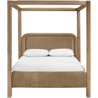 Salina Beige Velvet Upholstered Full Bed