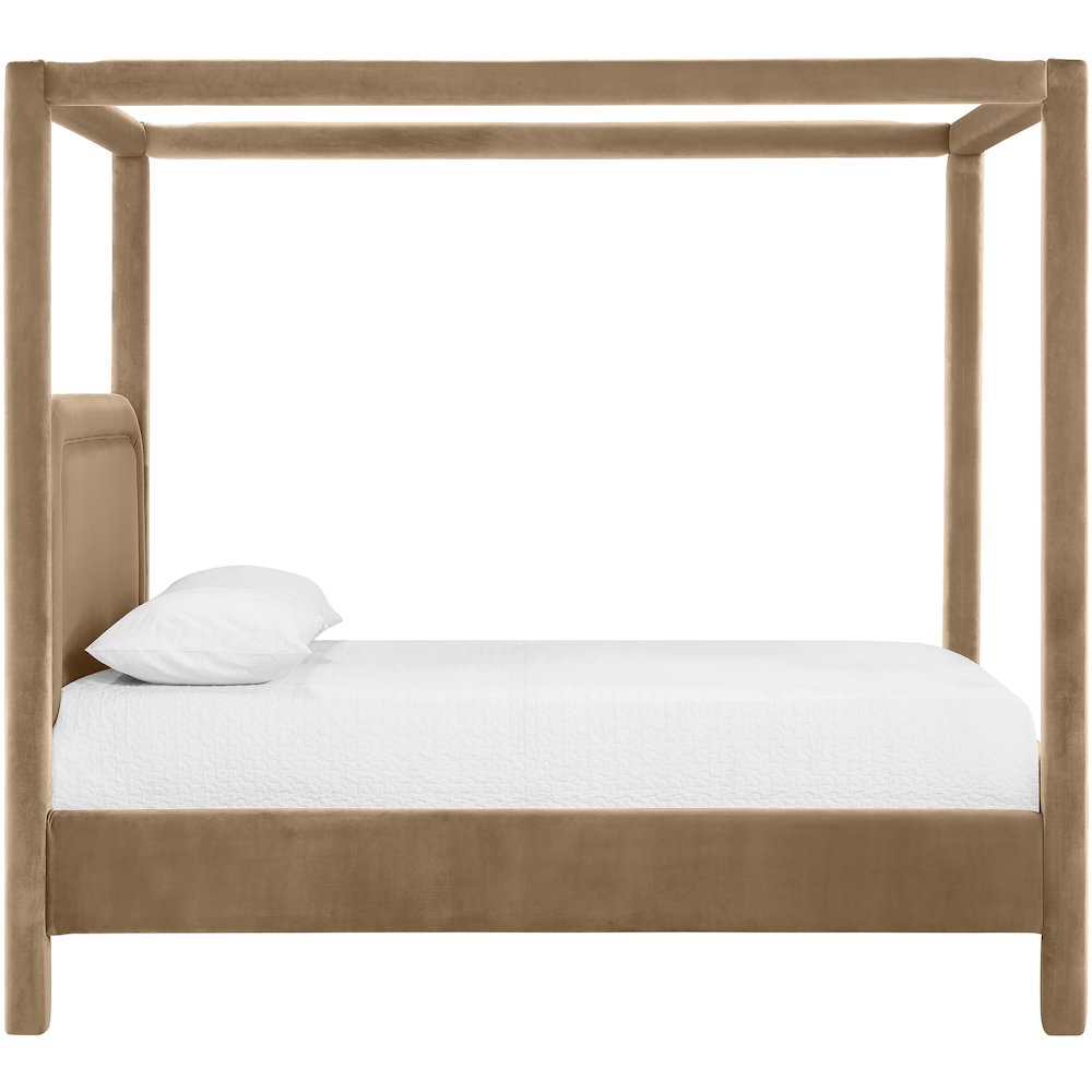 Salina Beige Velvet Upholstered Full Bed
