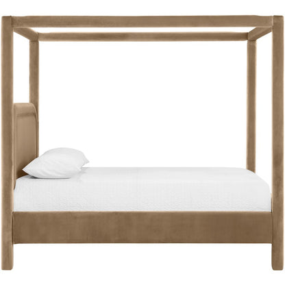 Salina Beige Velvet Upholstered Full Bed