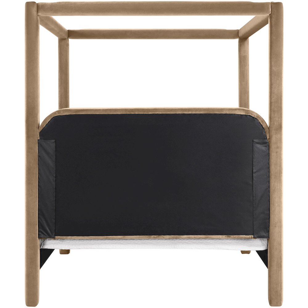 Salina Beige Velvet Upholstered Full Bed