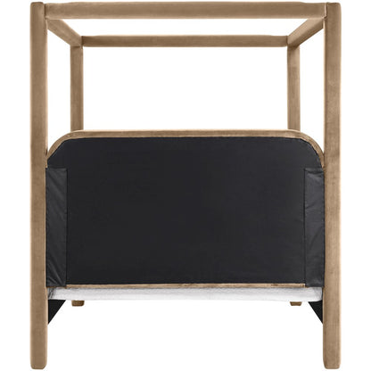 Salina Beige Velvet Upholstered Full Bed
