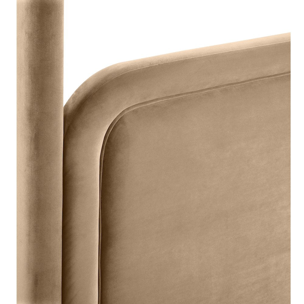 Salina Beige Velvet Upholstered Full Bed