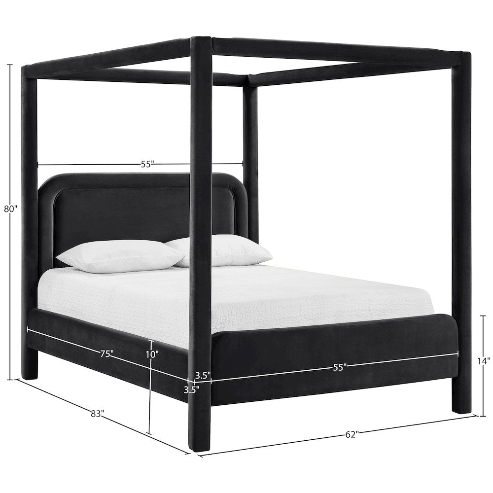 Salina Black Velvet Upholstered Full Bed