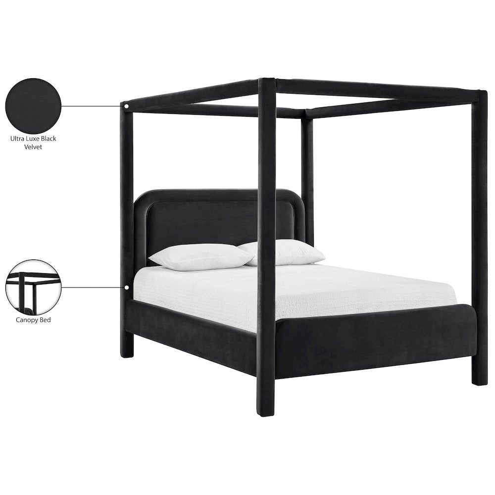 Salina Black Velvet Upholstered Full Bed
