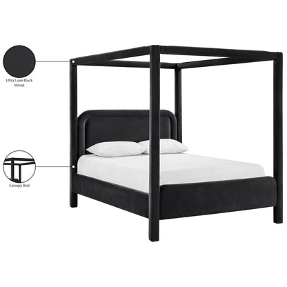 Salina Black Velvet Upholstered Full Bed