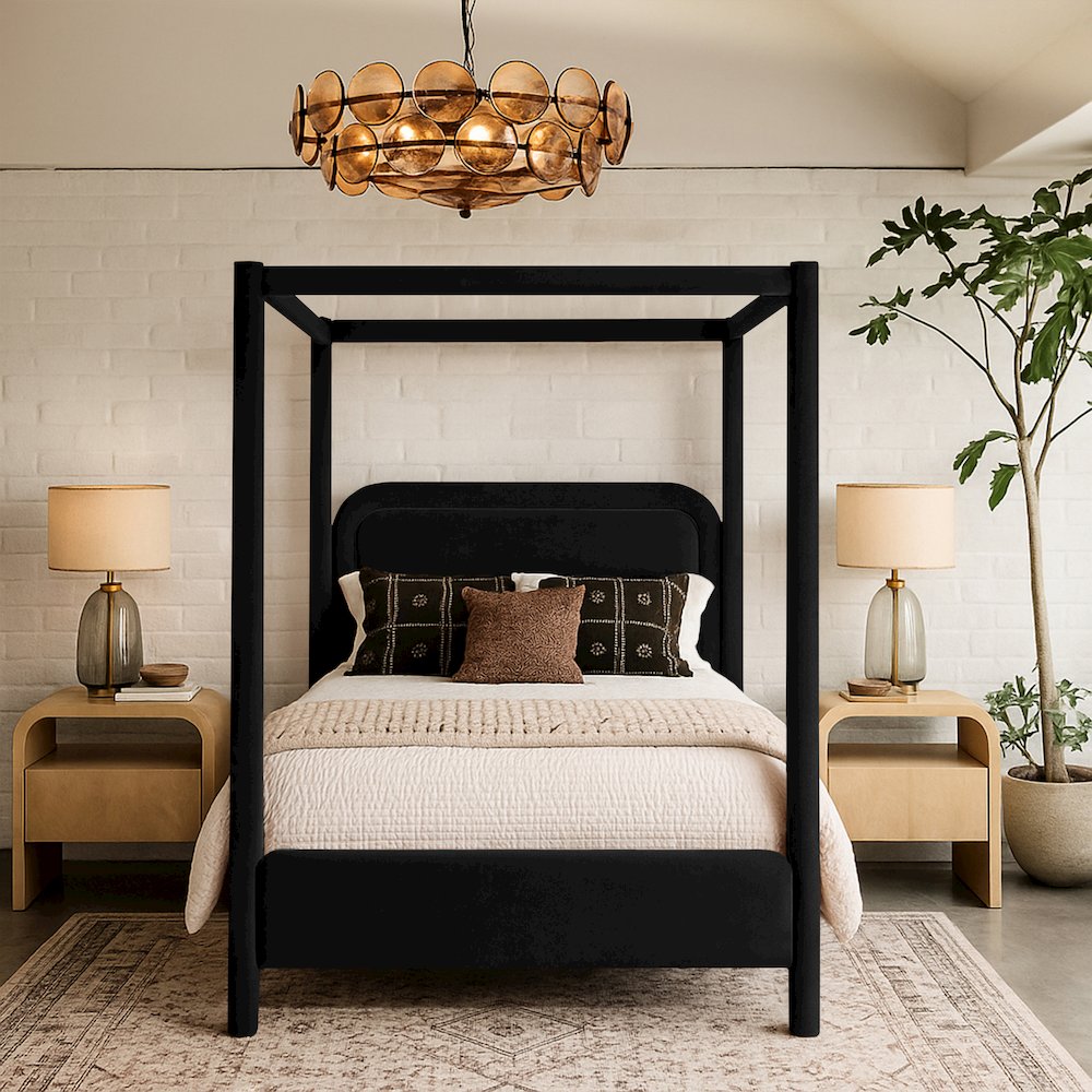 Salina Black Velvet Upholstered Full Bed