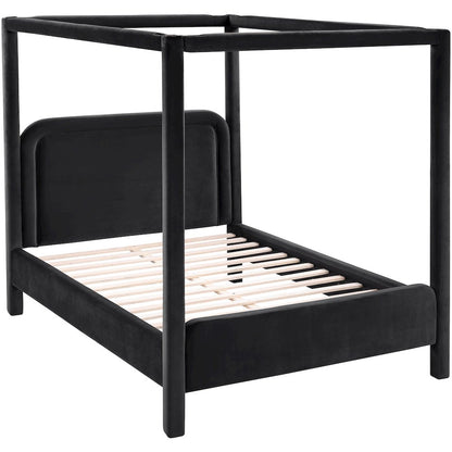 Salina Black Velvet Upholstered Full Bed