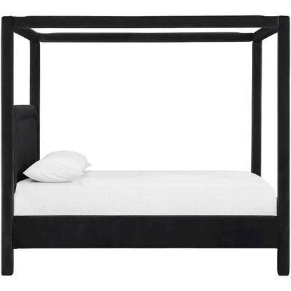 Salina Black Velvet Upholstered King Bed