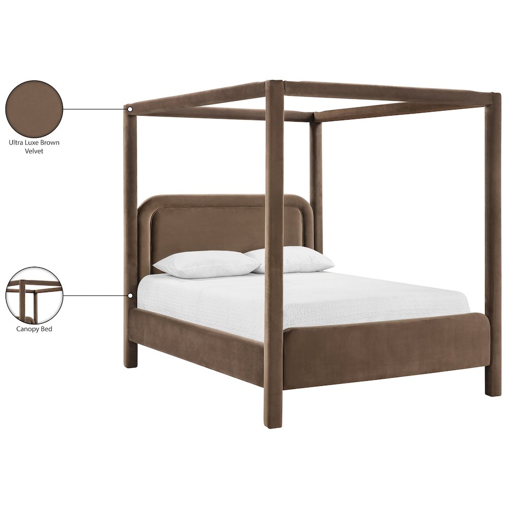 Salina Brown Velvet Upholstered Full Bed