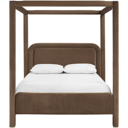 Salina Brown Velvet Upholstered Full Bed