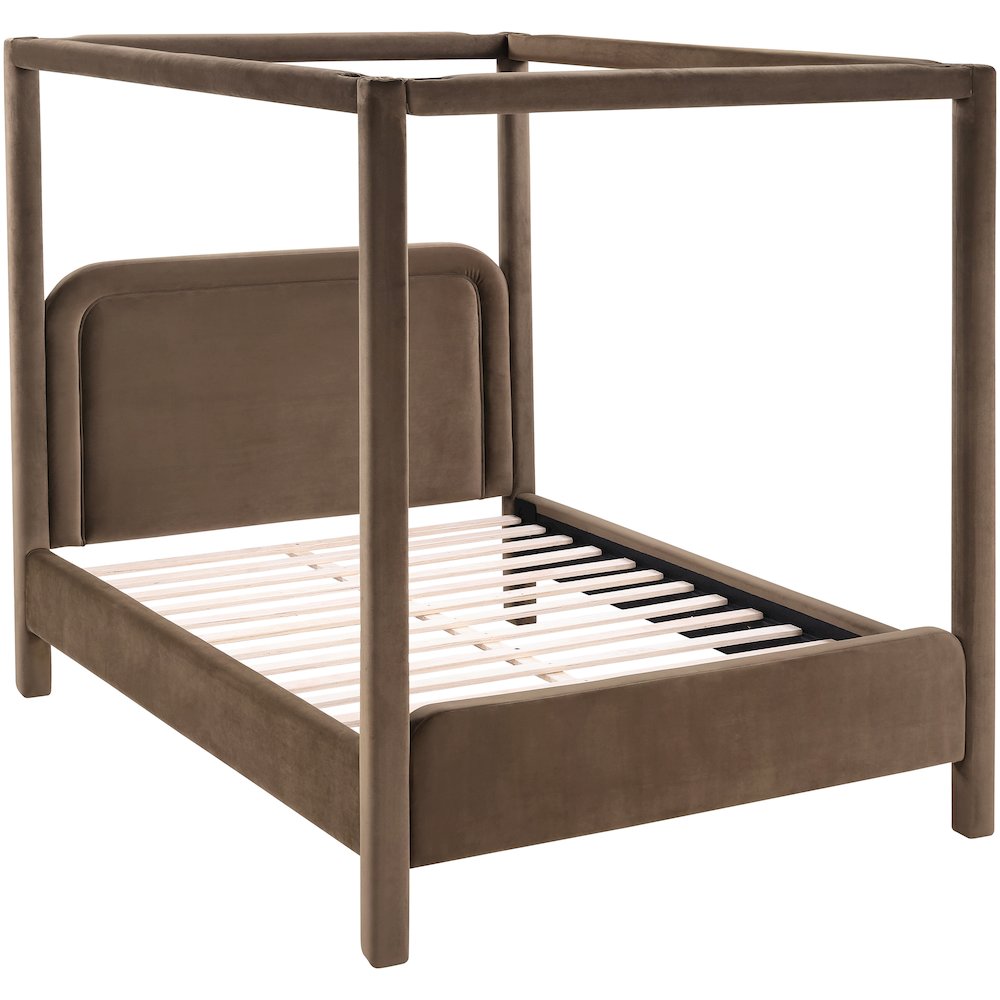 Salina Brown Velvet Upholstered Full Bed