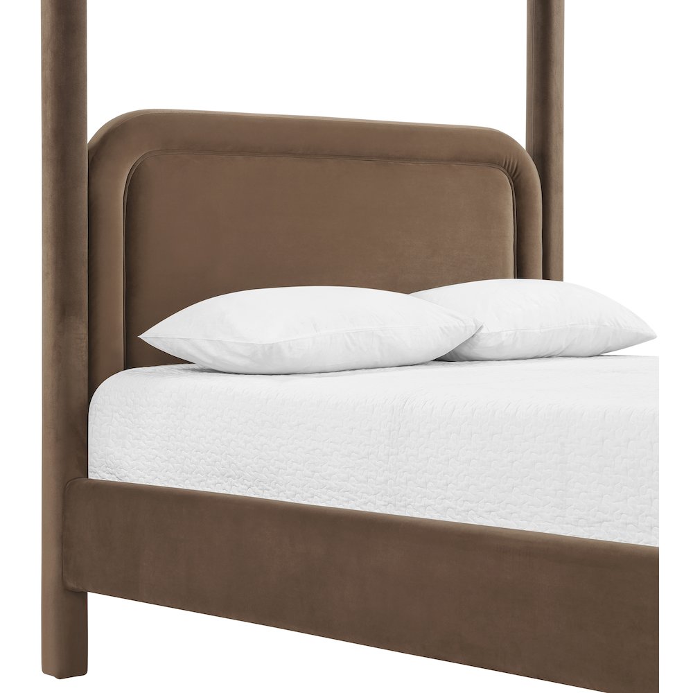 Salina Brown Velvet Upholstered Full Bed