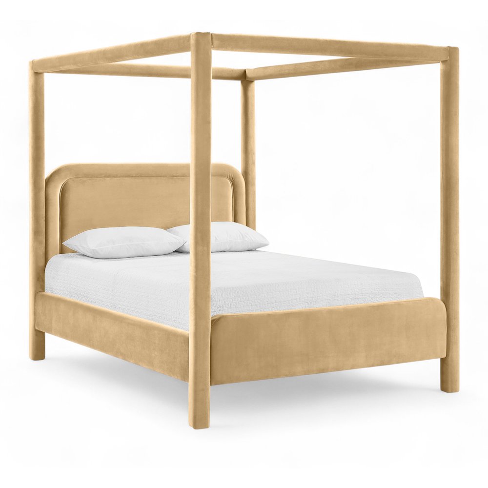 Salina Camel Velvet Upholstered Full Bed