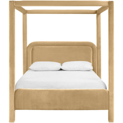 Salina Camel Velvet Upholstered Full Bed