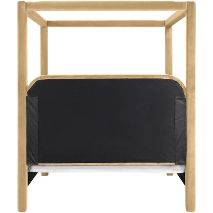 Salina Camel Velvet Upholstered Full Bed