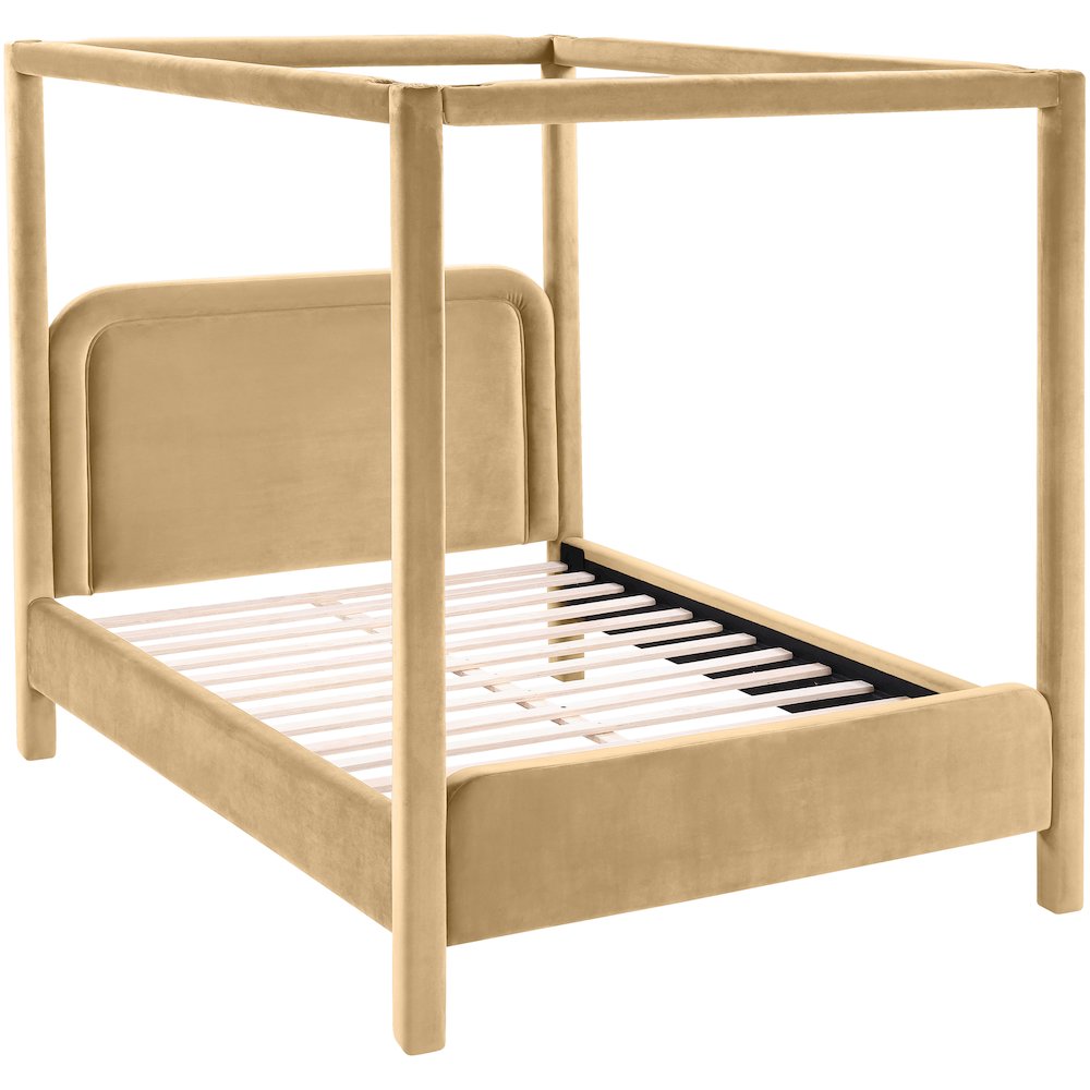 Salina Camel Velvet Upholstered Full Bed
