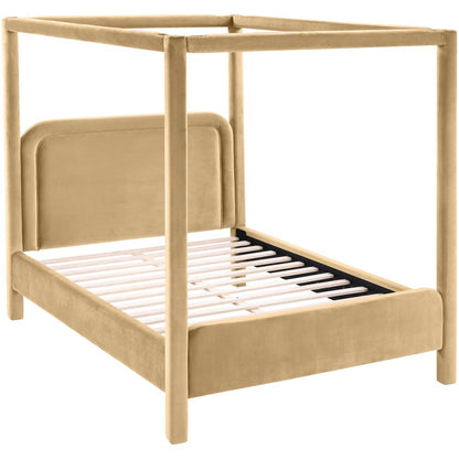 Salina Camel Velvet Upholstered Full Bed