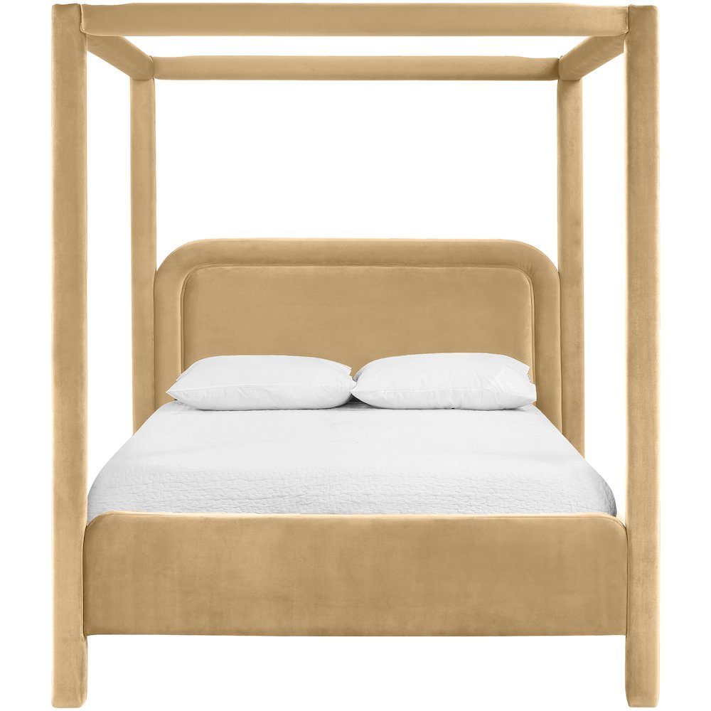 Salina Camel Velvet Upholstered Queen Bed