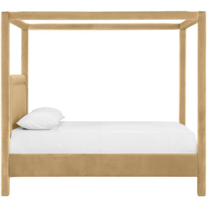 Salina Camel Velvet Upholstered Queen Bed
