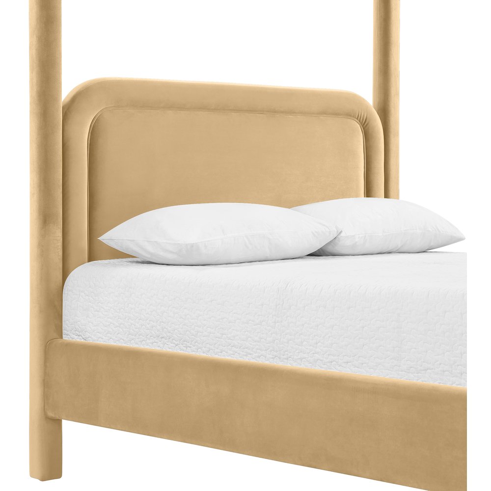 Salina Camel Velvet Upholstered Queen Bed