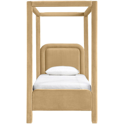 Salina Camel Velvet Upholstered Twin Bed