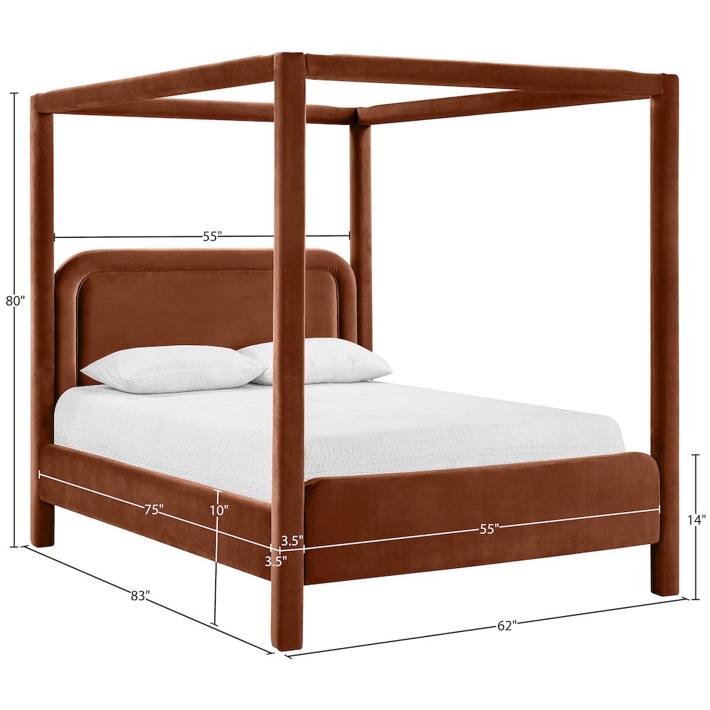 Salina Cognac Velvet Upholstered Full Bed