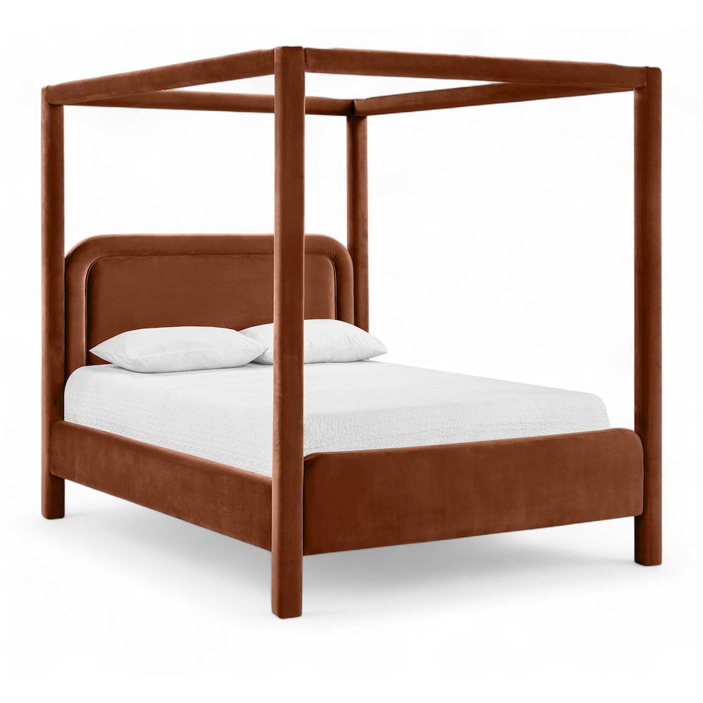 Salina Cognac Velvet Upholstered Full Bed