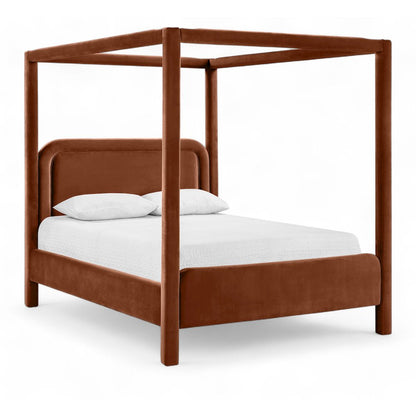 Salina Cognac Velvet Upholstered Full Bed