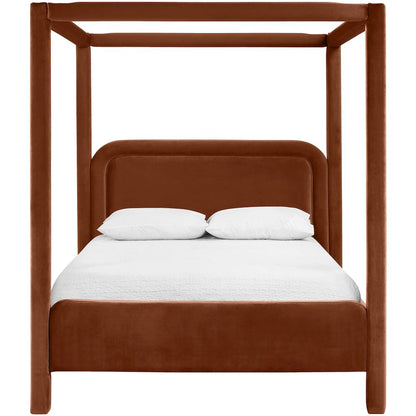 Salina Cognac Velvet Upholstered Full Bed