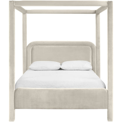 Salina Cream Velvet Upholstered Full Bed