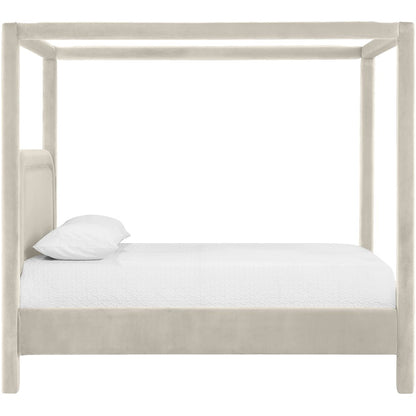 Salina Cream Velvet Upholstered Full Bed