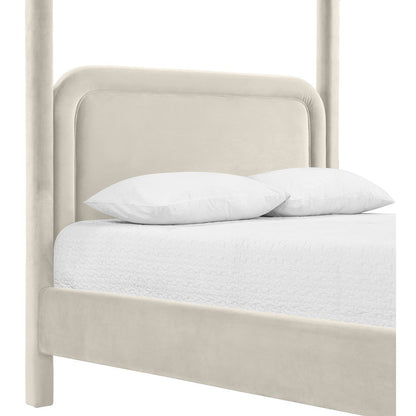 Salina Cream Velvet Upholstered Full Bed