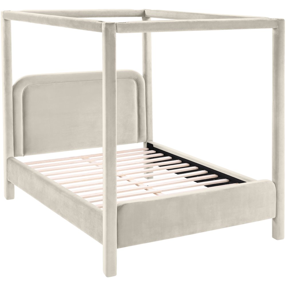 Salina Cream Velvet Upholstered King Bed