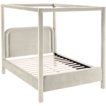 Salina Cream Velvet Upholstered King Bed
