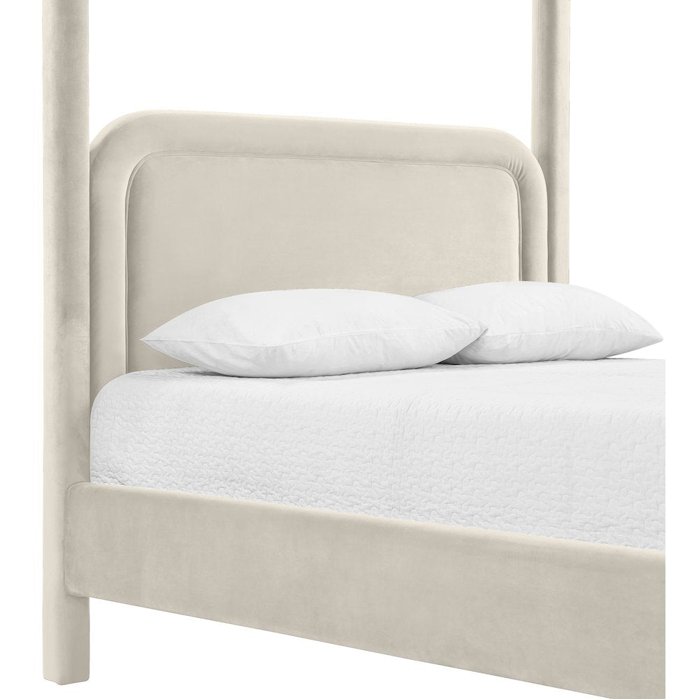 Salina Cream Velvet Upholstered King Bed