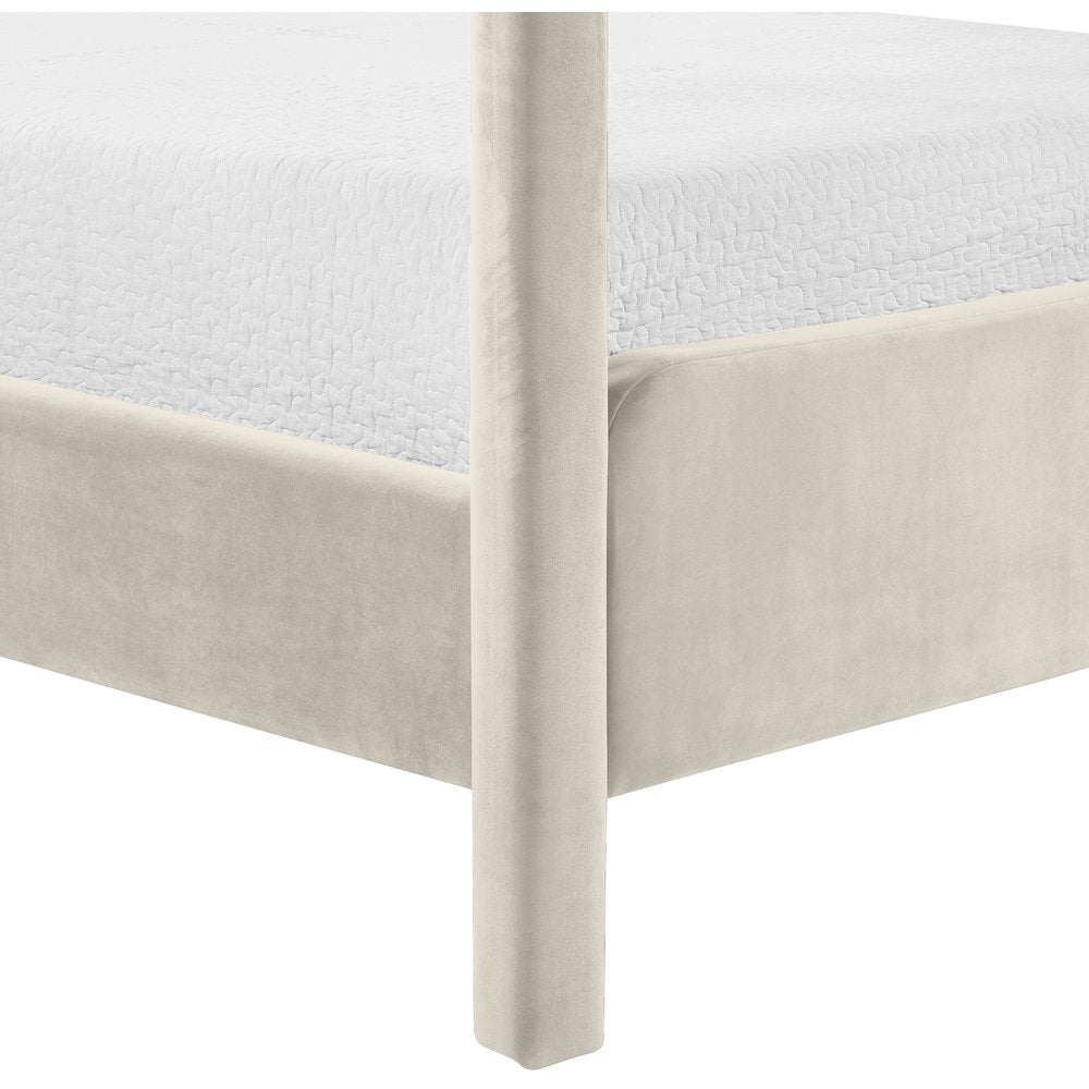 Salina Cream Velvet Upholstered King Bed