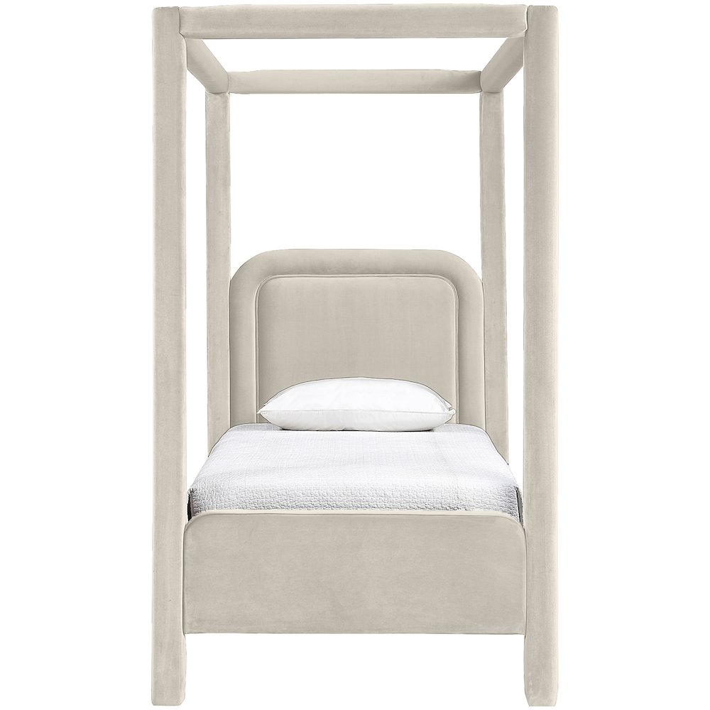 Salina Cream Velvet Upholstered Twin Bed