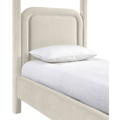Salina Cream Velvet Upholstered Twin Bed