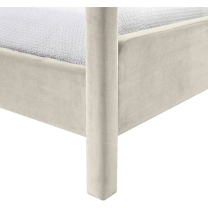 Salina Cream Velvet Upholstered Twin Bed