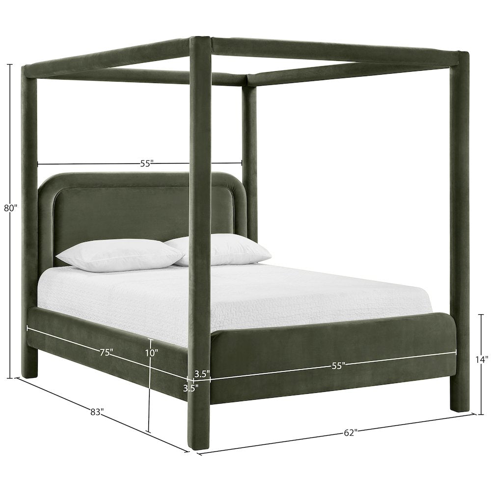 Salina Green Velvet Upholstered Full Bed