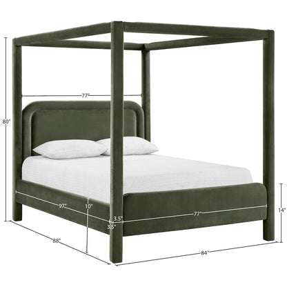 Salina Green Velvet Upholstered King Bed