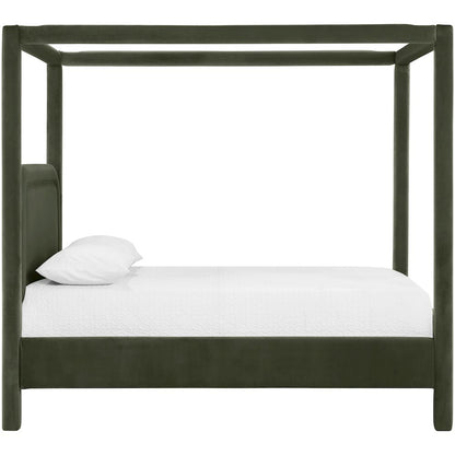 Salina Green Velvet Upholstered Queen Bed