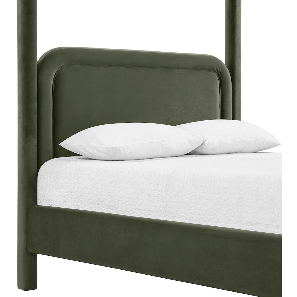 Salina Green Velvet Upholstered Queen Bed