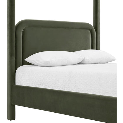 Salina Green Velvet Upholstered Queen Bed
