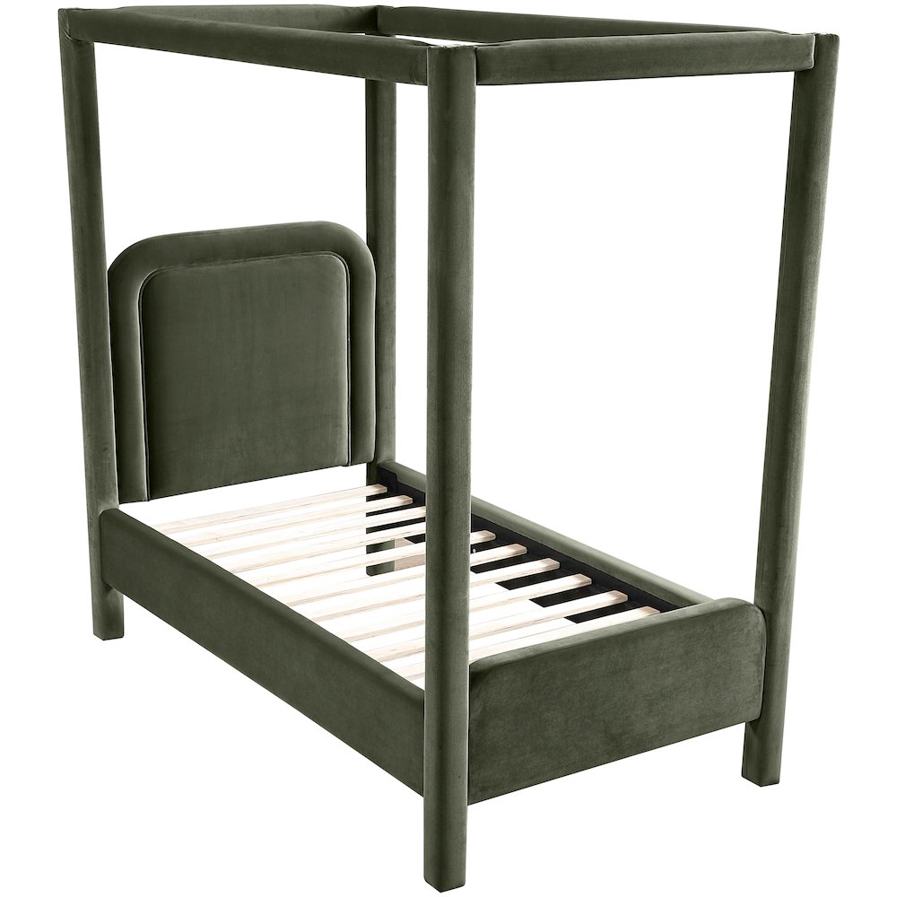 Salina Green Velvet Upholstered Twin Bed