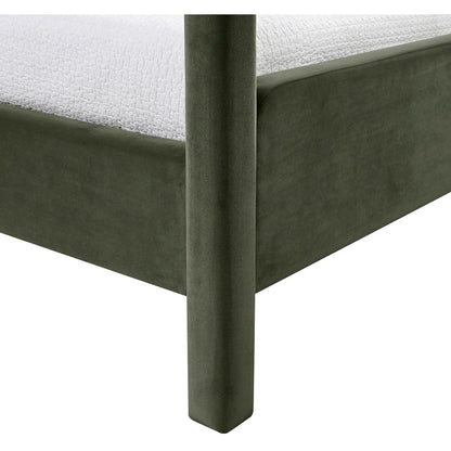 Salina Green Velvet Upholstered Twin Bed