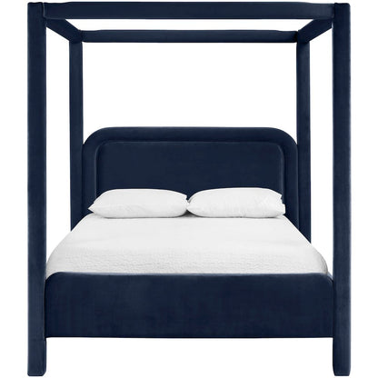 Salina Navy Velvet Upholstered Queen Bed