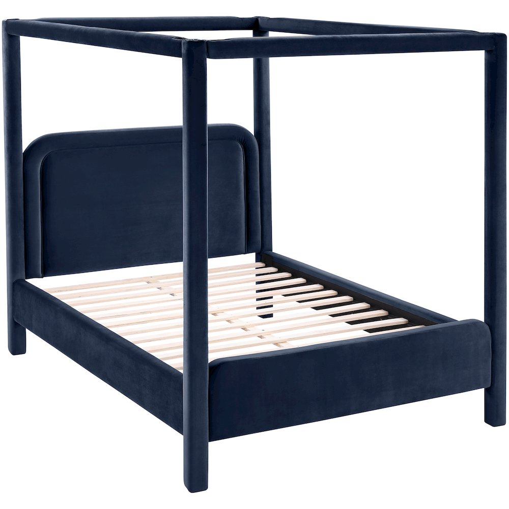 Salina Navy Velvet Upholstered Queen Bed