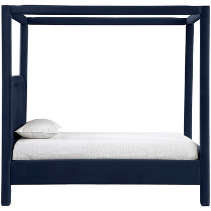 Salina Navy Velvet Upholstered Twin Bed