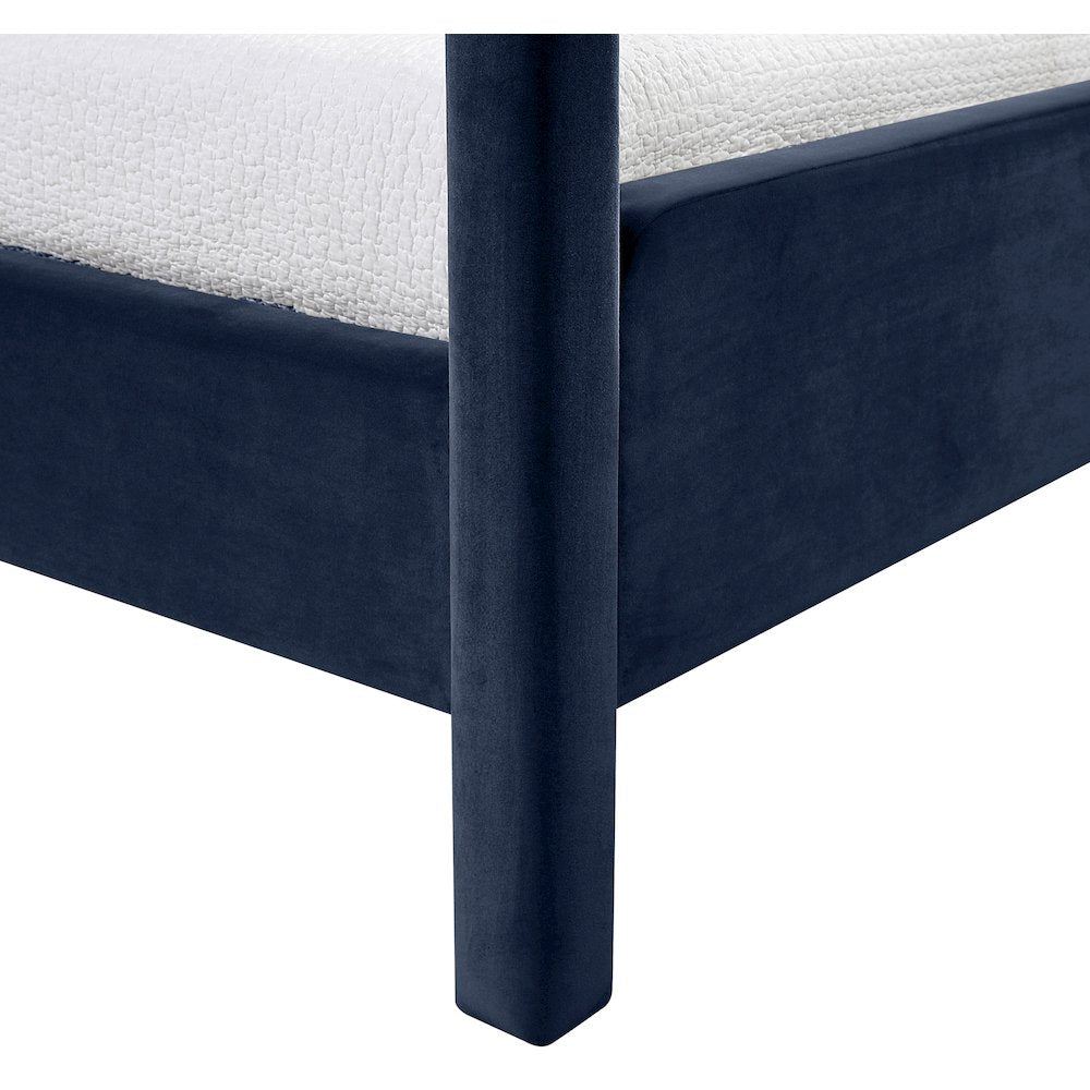 Salina Navy Velvet Upholstered Twin Bed